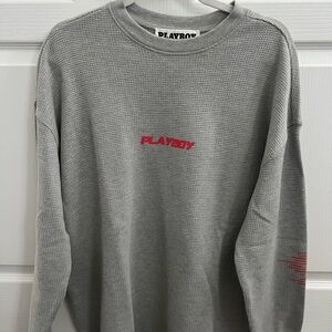Playboy Gray waffle Long Sleeve Men's Shirt